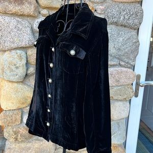 Live A Little, Black Velvet Jean jacket, women’s size Large